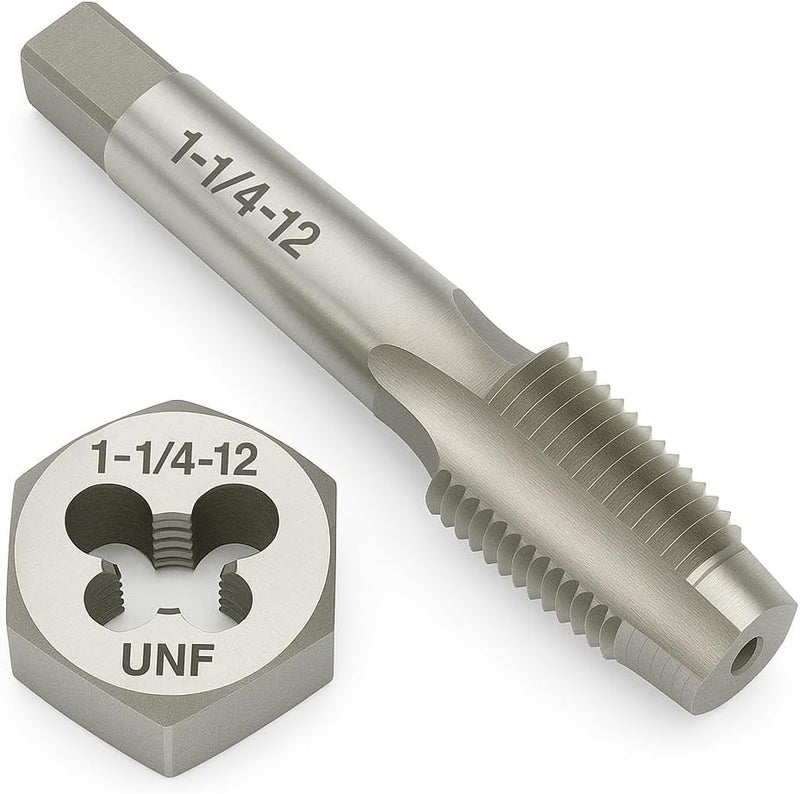 Yamesh 1-1/4"-12 Thread Tap and Die Set HSS Tap with GCr15 Alloy Steel Hex Die Right Hand Thread Repair Tool for Metalworking and Machinery - Image 1
